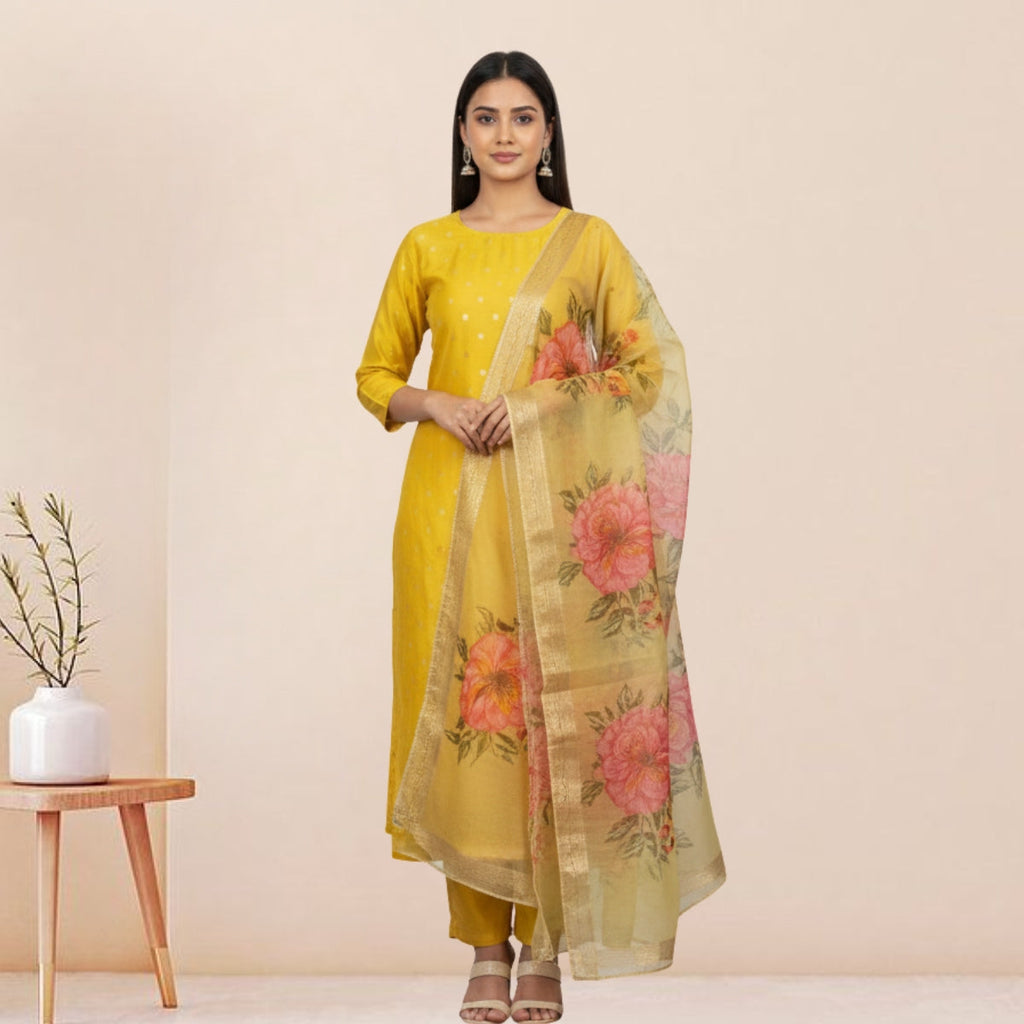 3 Cotton Kurtis with Pant & Dupatta | C-06