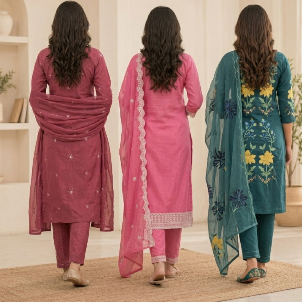 3 Pack Of Kurta With Dupatta Value Pack (V-8)