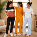 Pack of 3  Women Cotton T-Shirt Trouser Set (T-4)