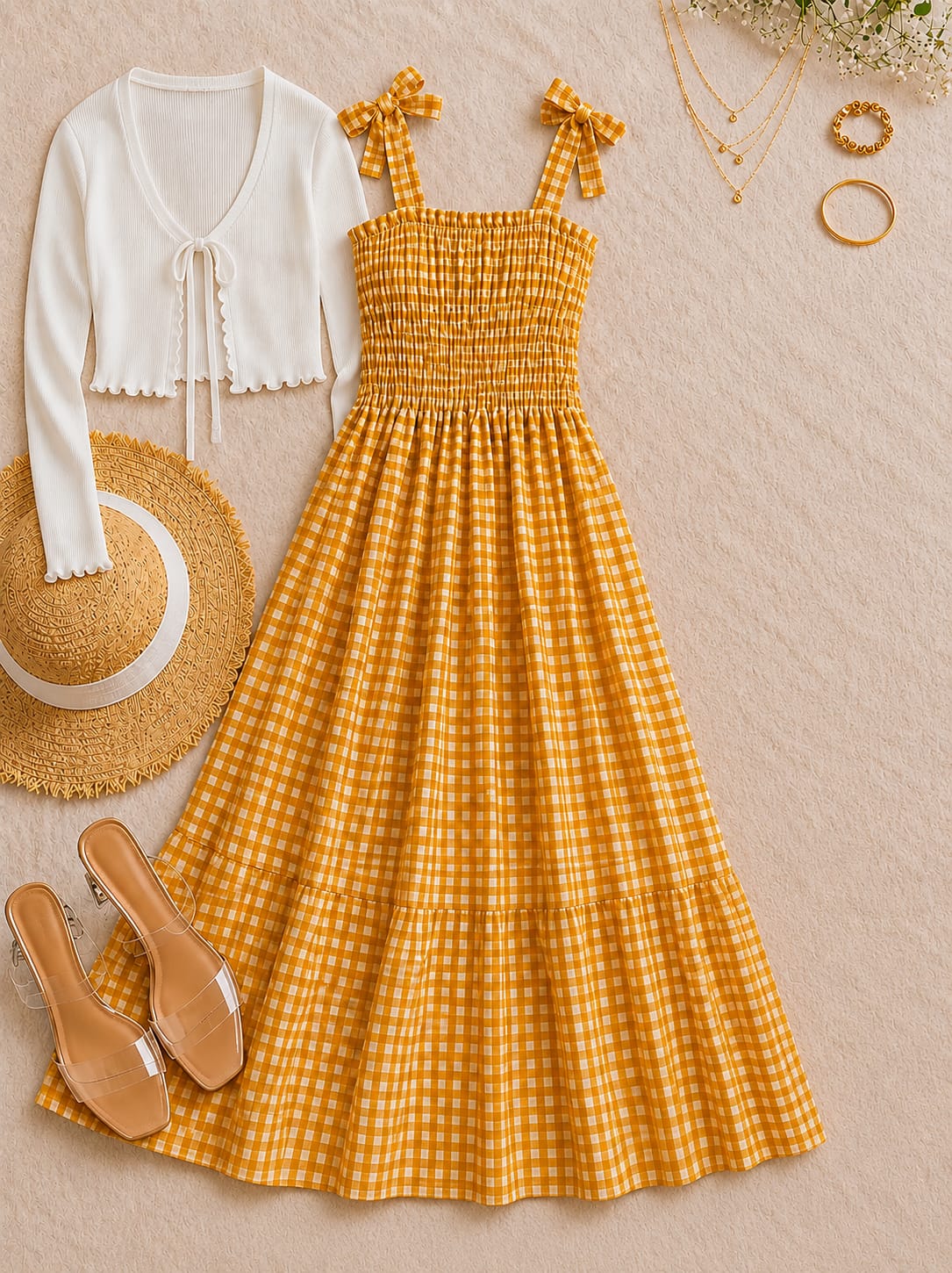 Bow Strap Maxi Dress with Shrug Set