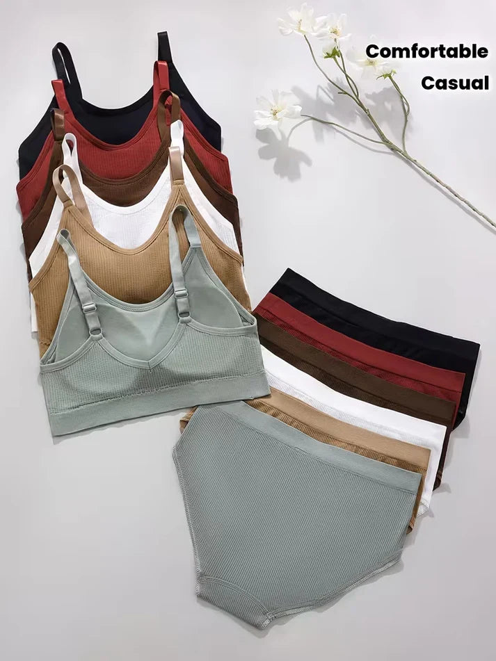 Pack of 6 Women's Bra & Panty Set – Soft Comfortable Everyday Lingerie Combo