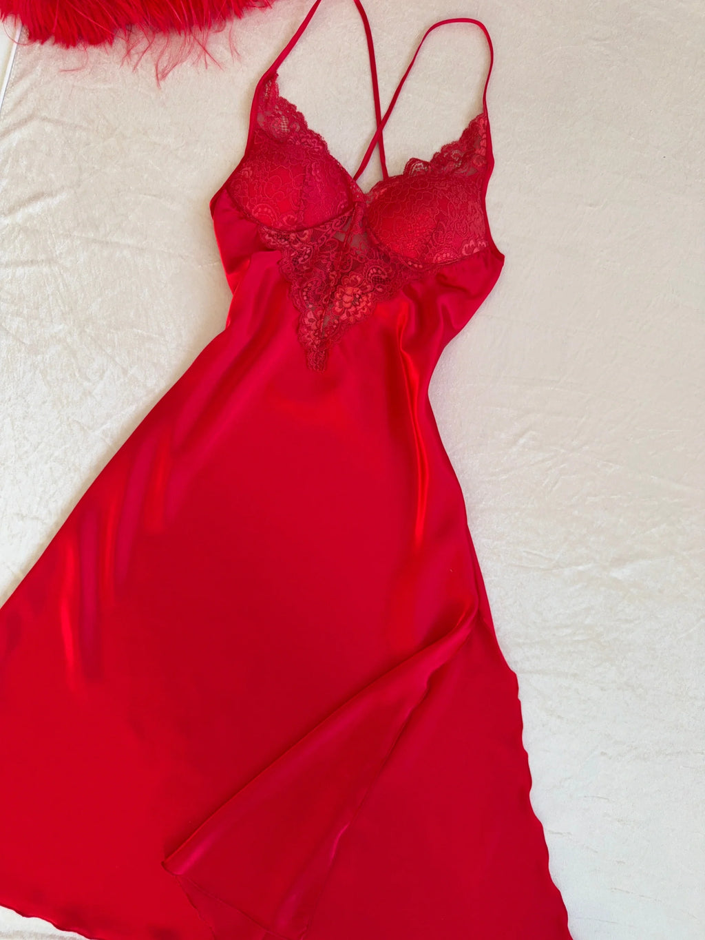 Red Lace 6-Piece Satin Bridal Lingerie Set | Women's Satin Nightgown & Robe Set